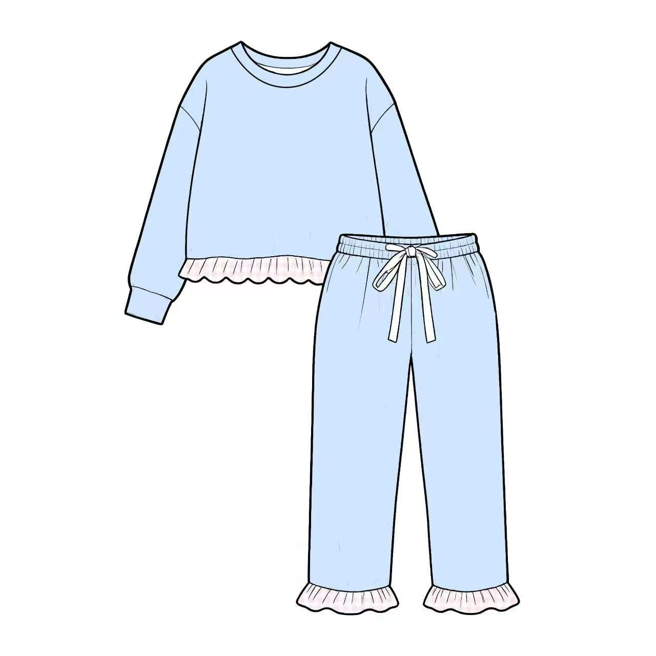 preorder GLP3753 Blue Long Sleeve Pants Girls Set