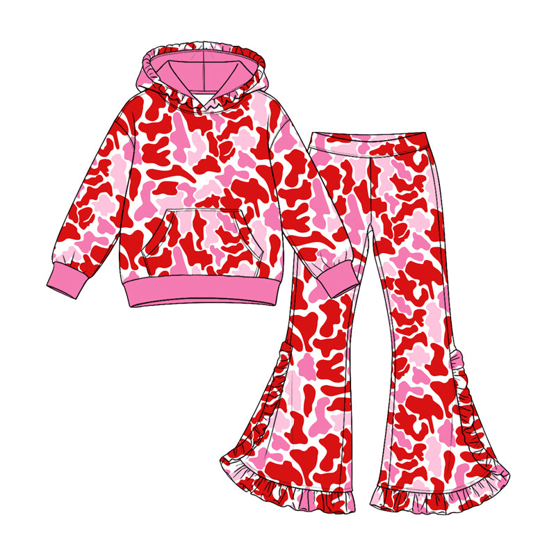 preorder GLP3882 Valentine's Day Camo Pocket Hoodie Long Sleeve Pants Girls Set