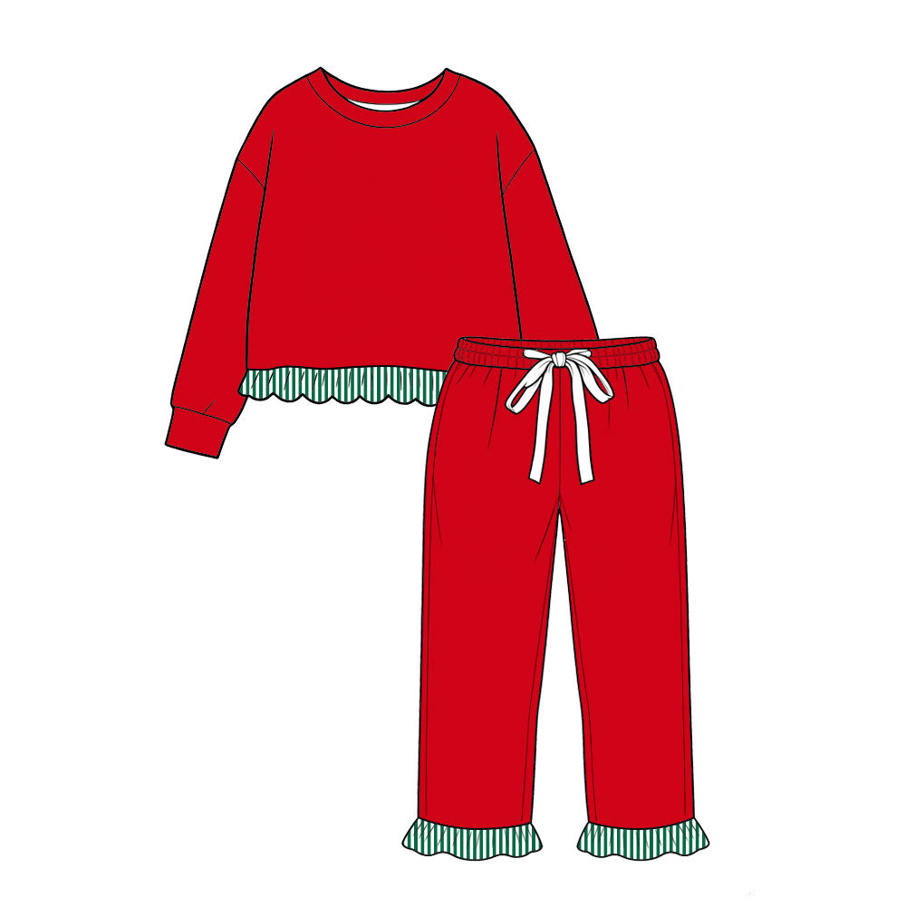 preorder GLP3907 Red Long Sleeve Pants Girls Set