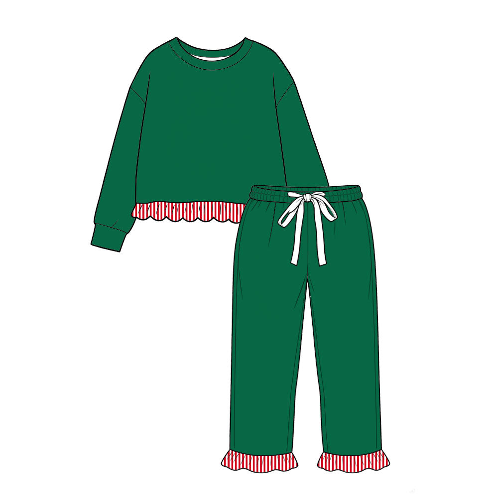 preorder GLP3908 Green Long Sleeve Pants Girls Set