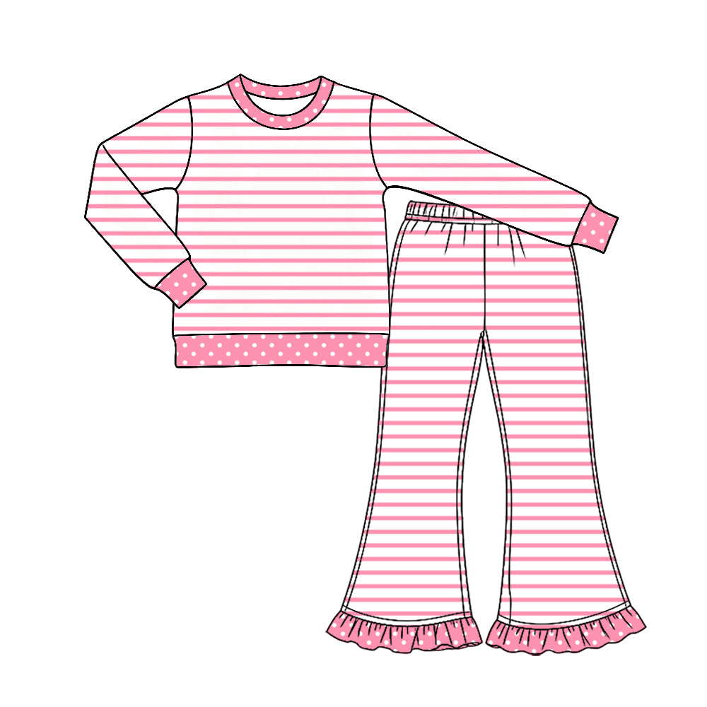 preorder GLP3934 Pink Striped Long Sleeve Pants Girls Set