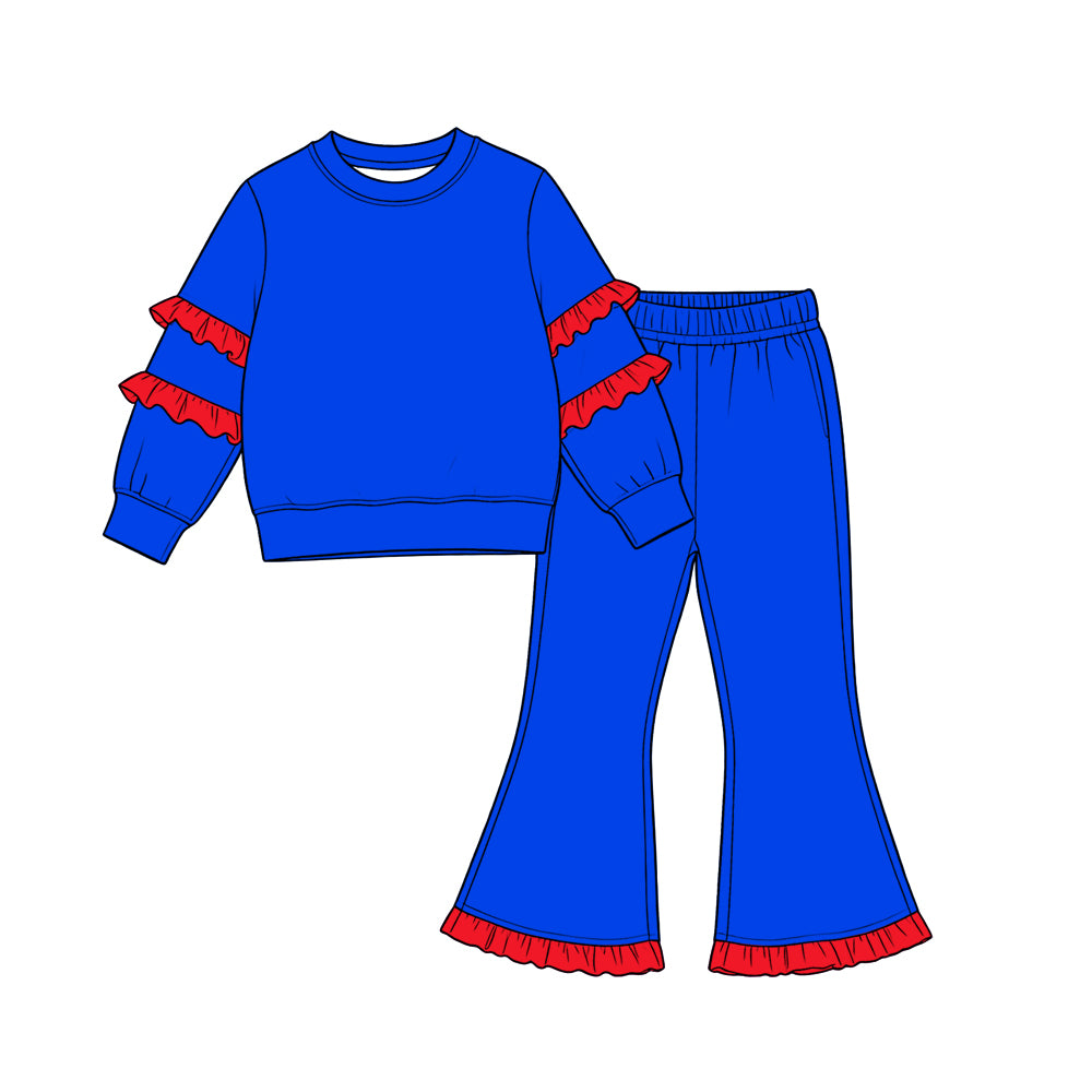 preorder GLP3951 Blue Long Sleeve Pants Girls Set