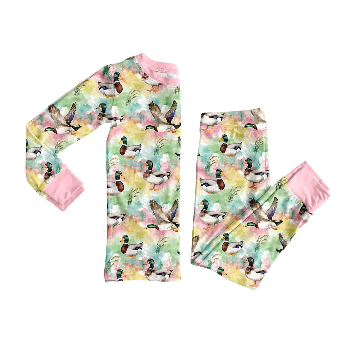 preorder GLP3956 Mallard Duck Pink Long Sleeve Pants Girls Set