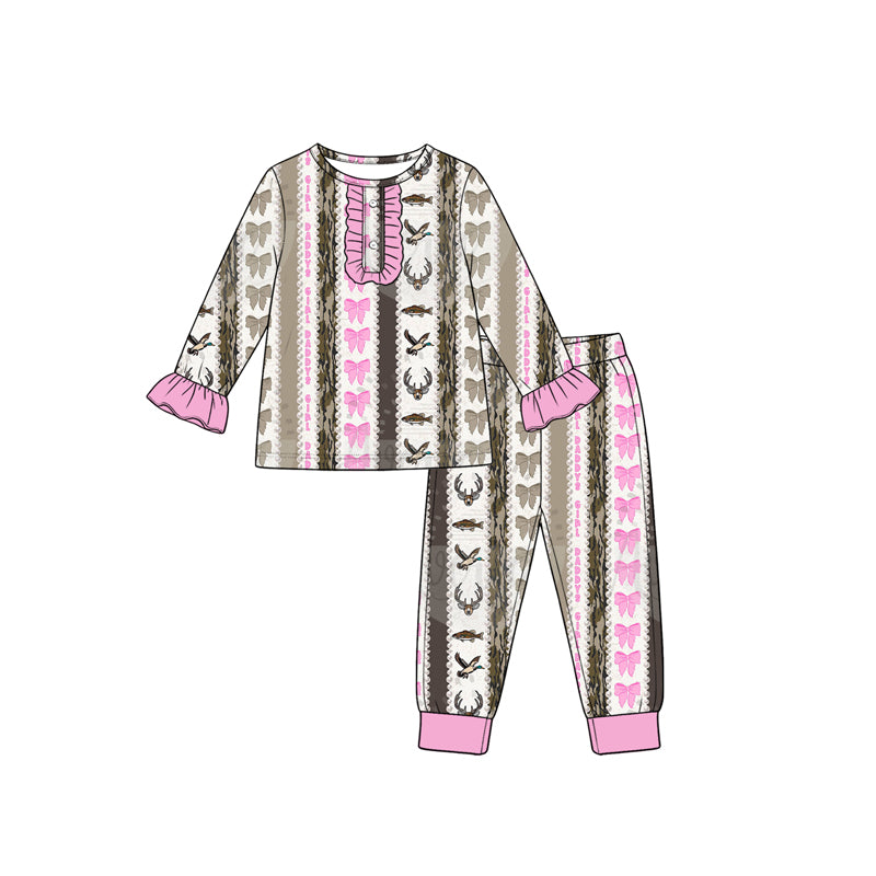 preorder GLP3974 Hunting Bows Long Sleeve Pants Girls Pajamas