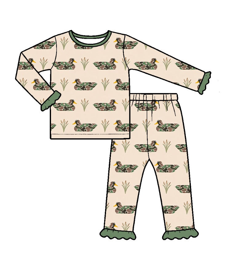 preorder GLP4034 Mallard Duck Camo Long Sleeve Pants GIrls Pajamas