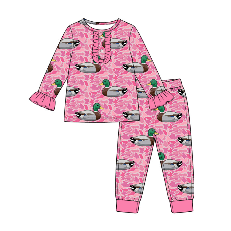 preorder GLP4103 Hunting Mallard Camo Hot Pink Long Sleeve Pants Girls Set