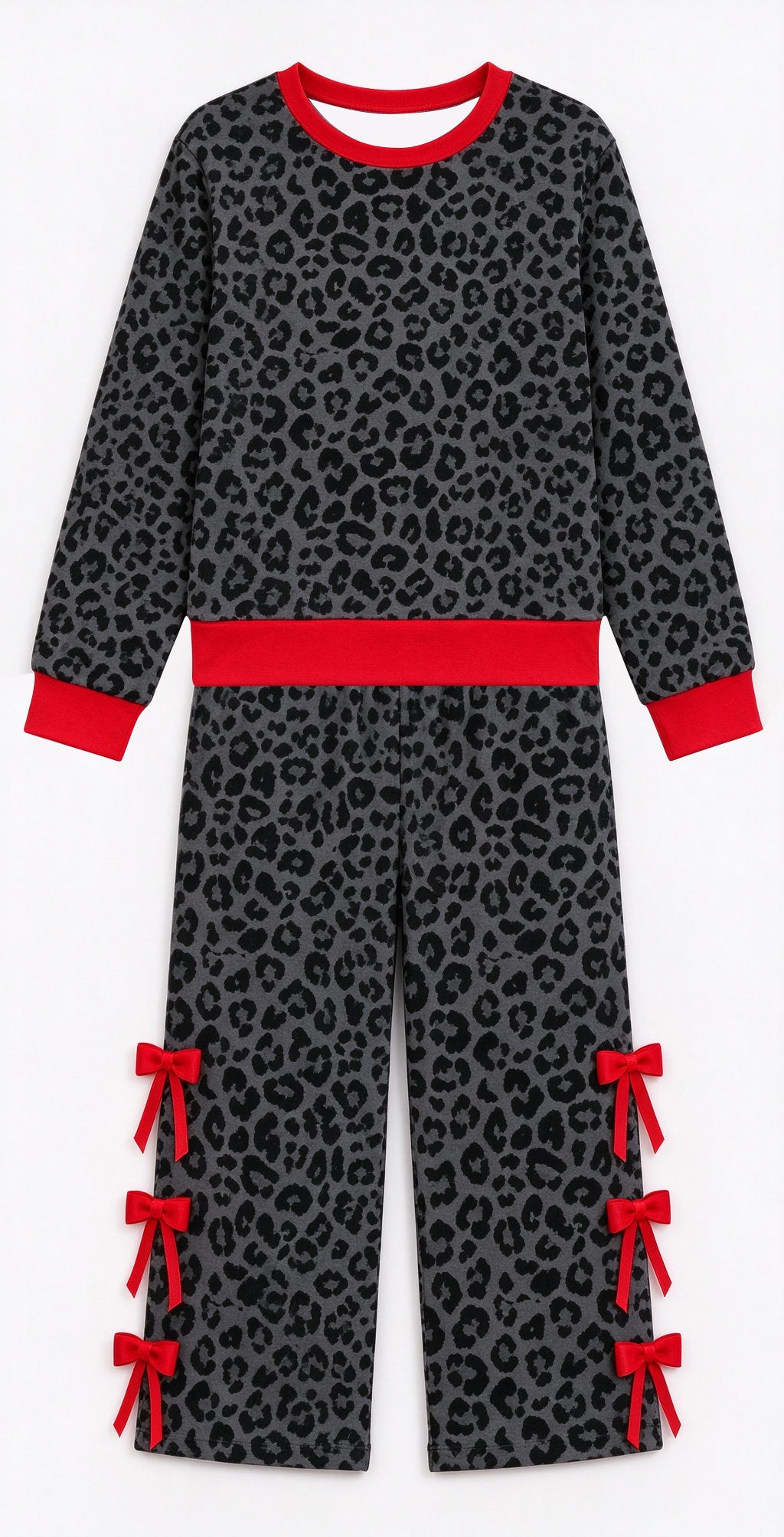 preorder GLP4108 Valentine's Day Black Leopard Long Sleeve Pants Girls Set