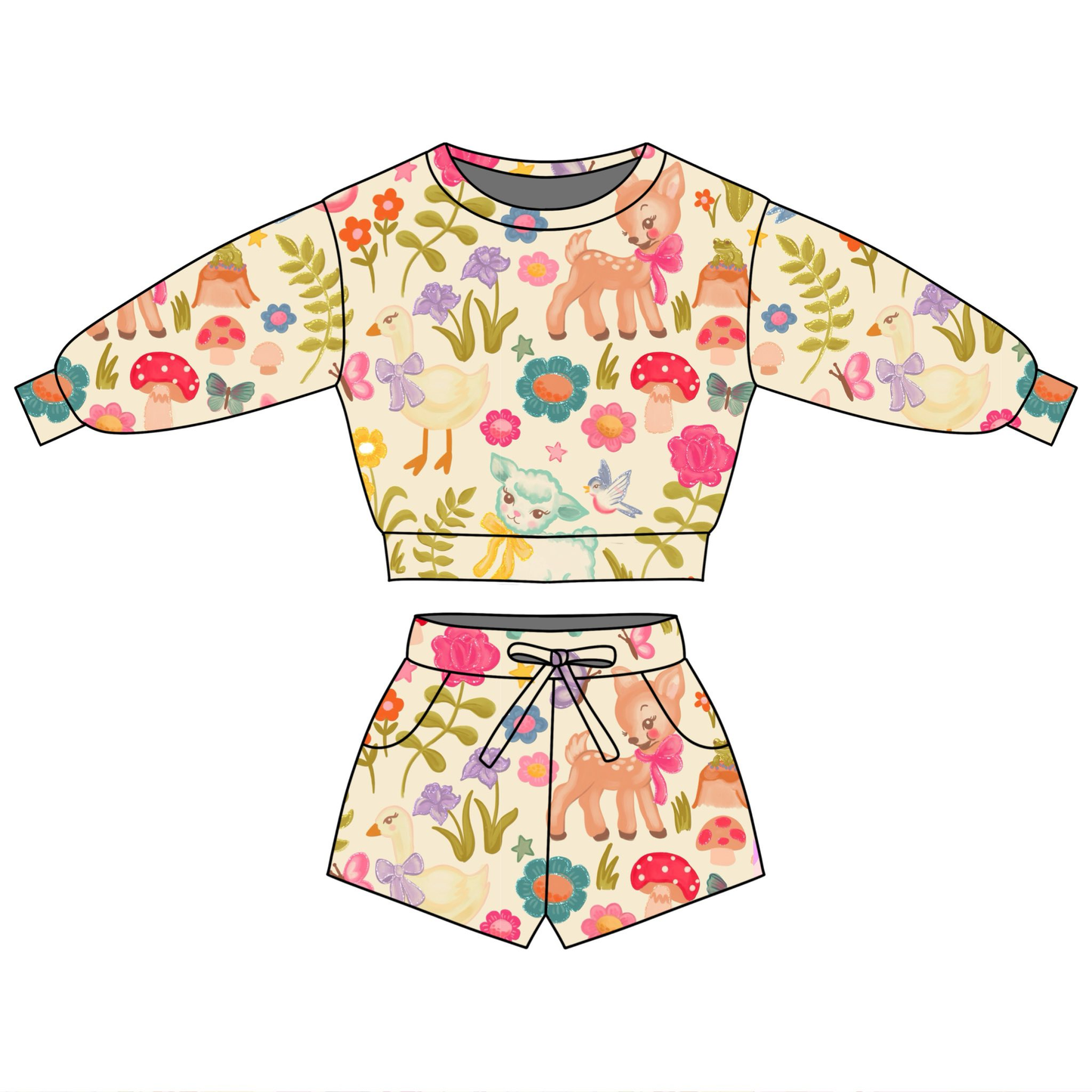 preorder GLS0092 Animals Flowers Long Sleeve Shorts Girls Set