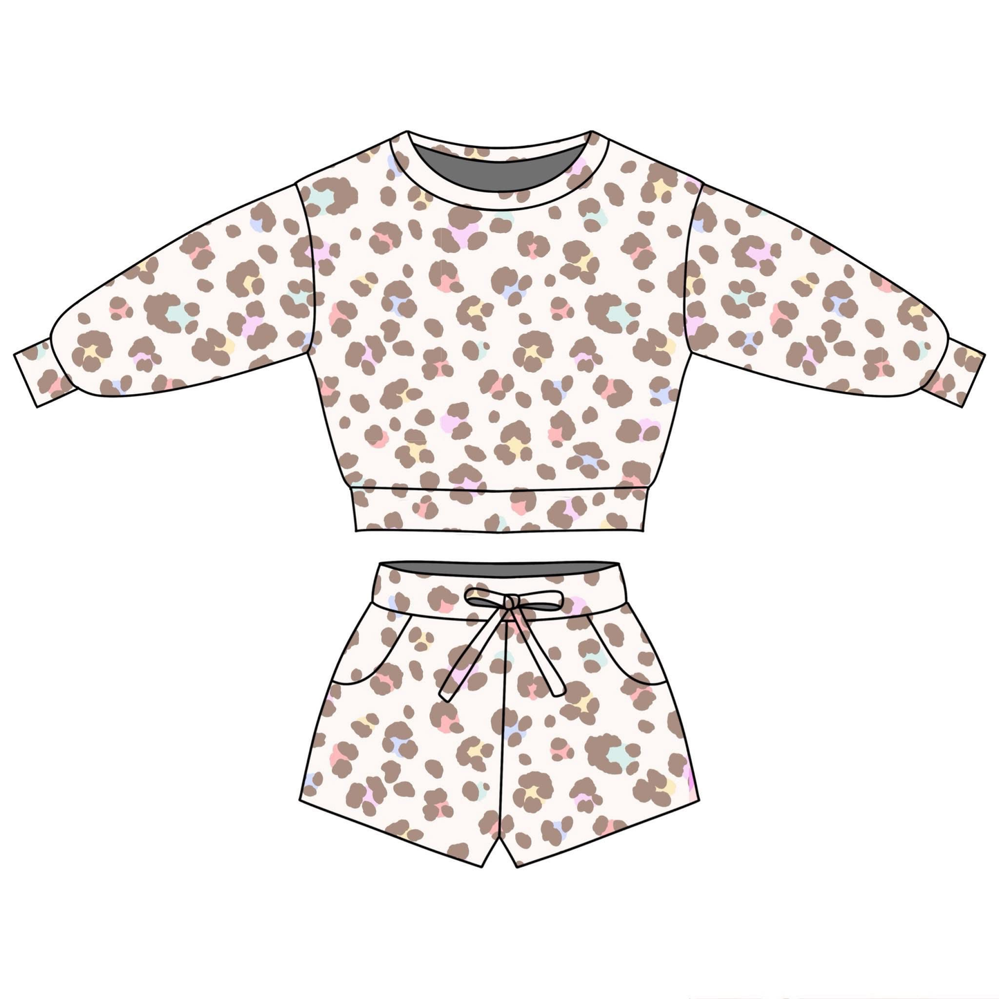 preorder GLS0093 Leopard Long Sleeve Shorts Girls Set