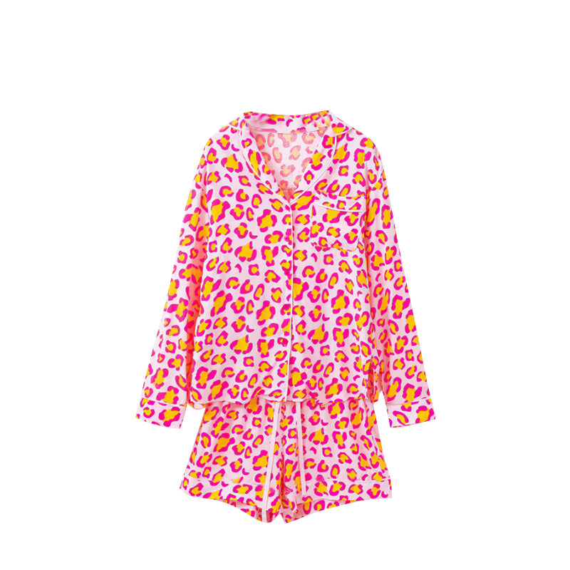 preorder GLS0118 Pink Leopard Long Sleeve Pants Adult Women Pajamas
