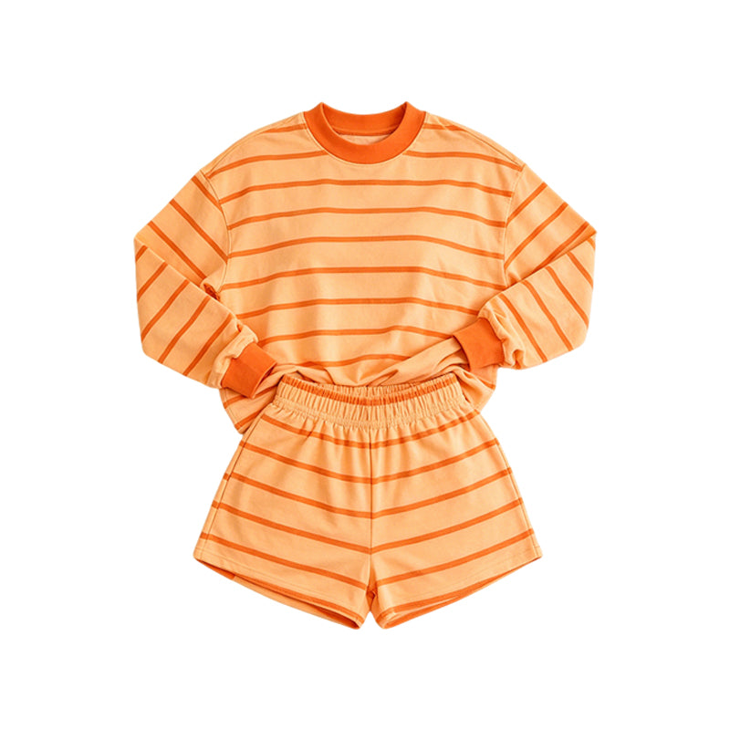 preorder GLS0159 Yoga Orange Long Sleeve Shorts Adult Women Set