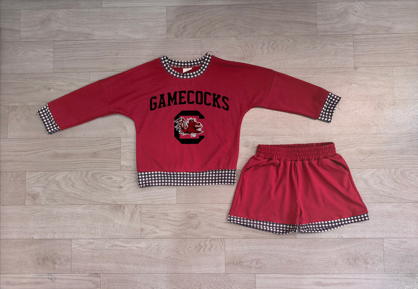 preorder Samples GLS0169 GAMECOCKS Maroon Long Sleeve Shorts Boys Set