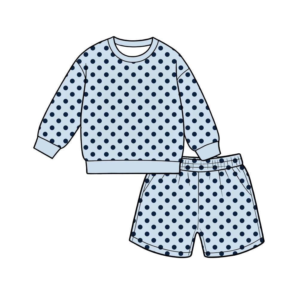 preorder GLS0201 Dot Blue Long Sleeve Shorts Adult Women Set