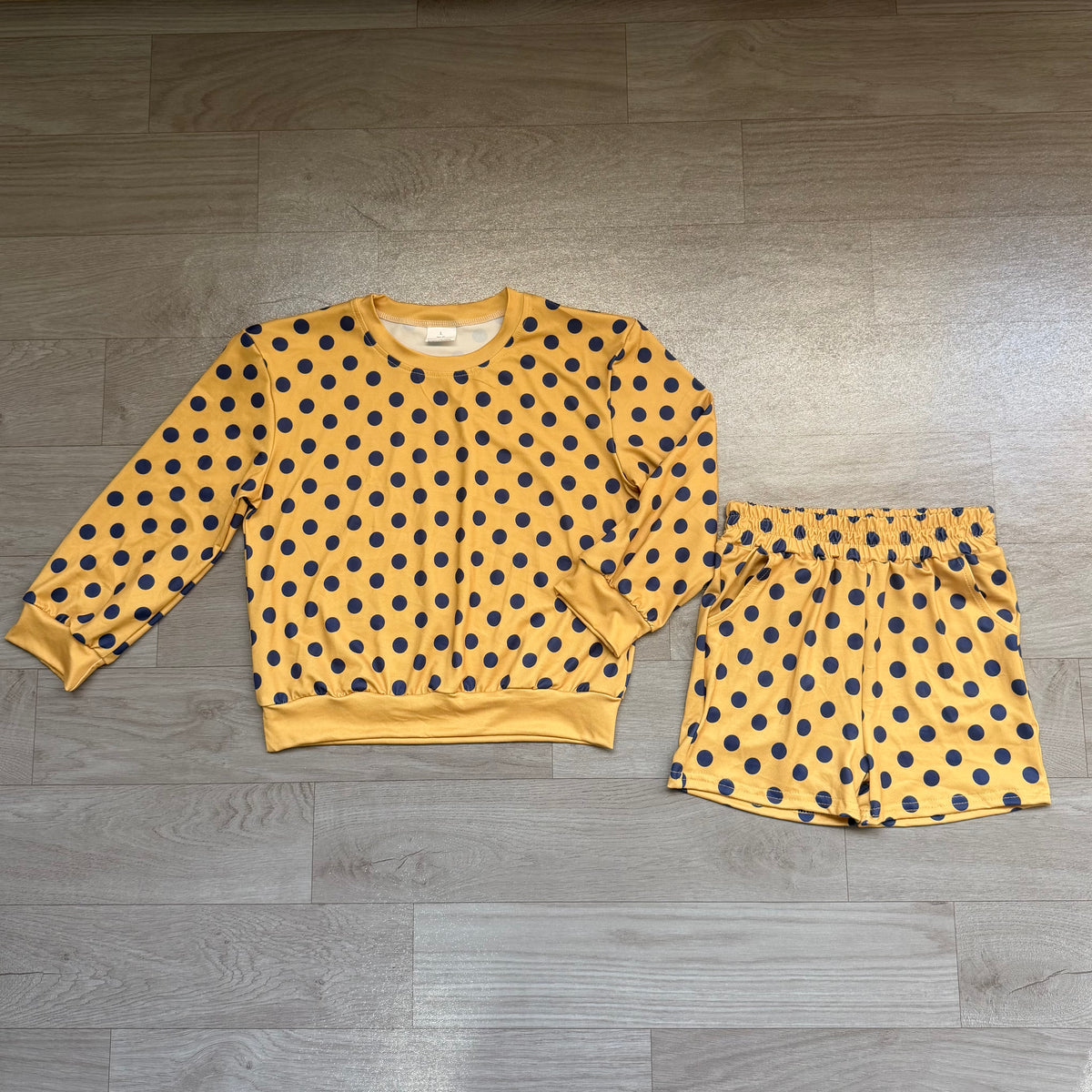 preorder Samples GLS0205 Dot Golden Long Sleeve Shorts Girls Set
