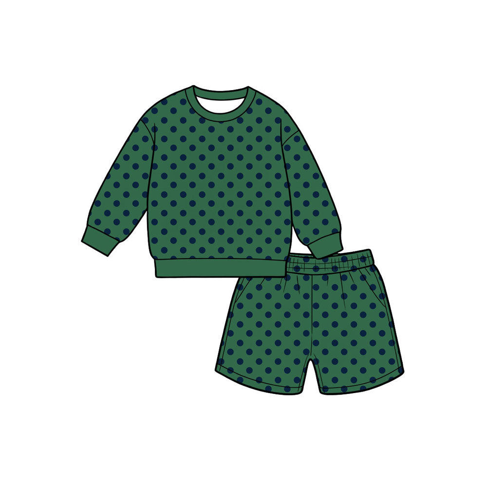 preorder GLS0209 Dot Green Long Sleeve Shorts Girls Set