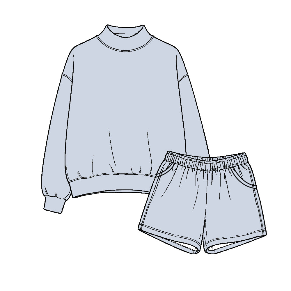 preorder GLS0281 Cotton Grey Short Sleeve Shorts Girls Set