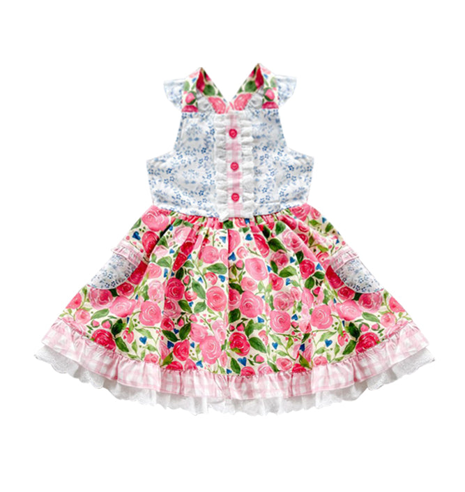 preorder GSD0489 Colorful flowers sleeveless girls dress