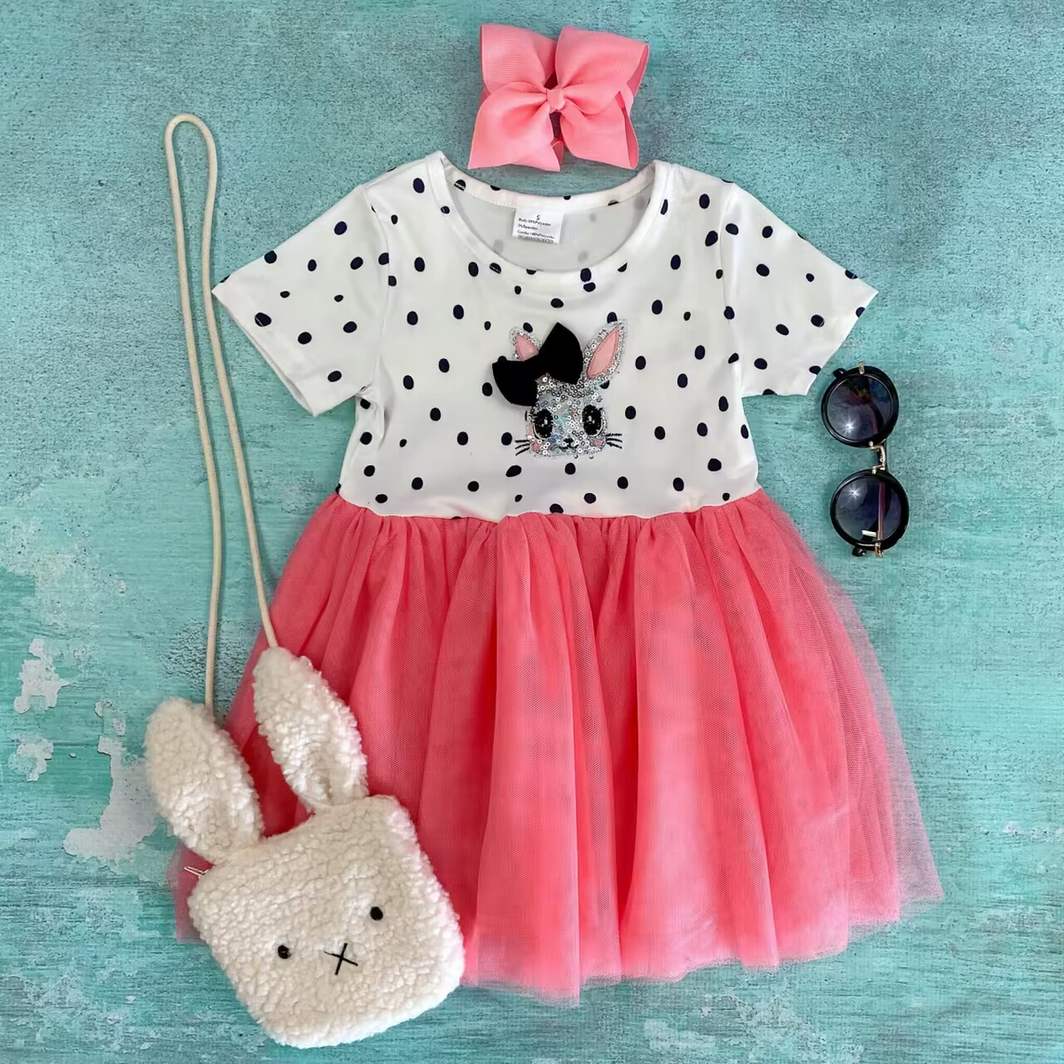 preorder GSD0535 Easter rabbit pink short sleeve girls dress