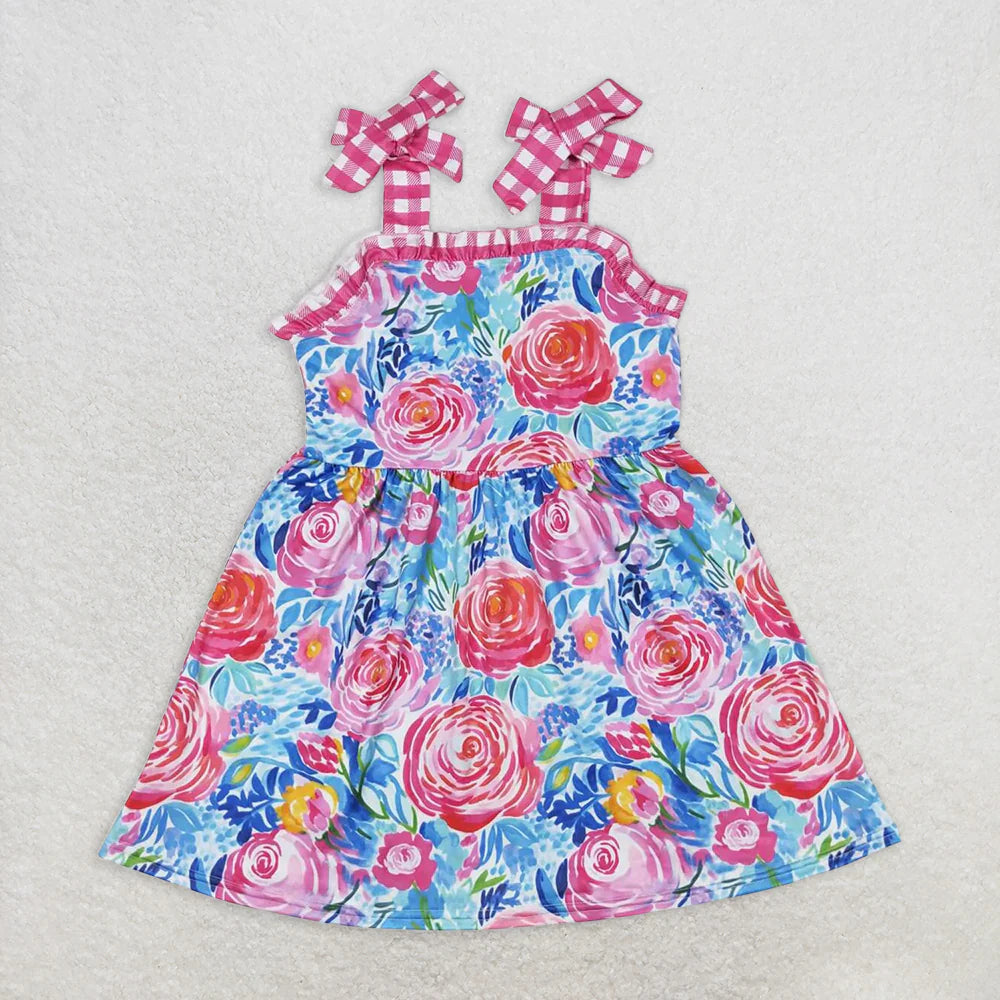 hot pink flowers Summer Sibling Clothes RTS