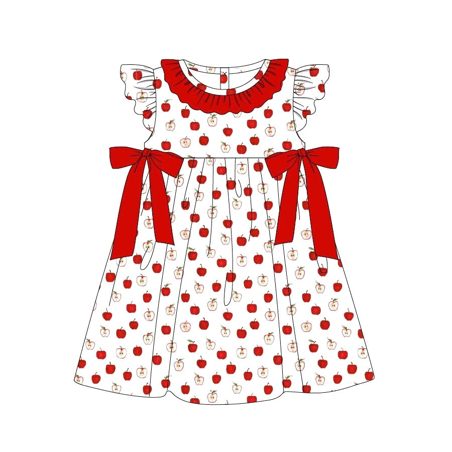 preorder GSD0898 Apple red flutter sleeve girls dress