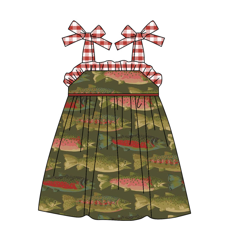 preorder GSD0901 Fish green sleeveless girls dress