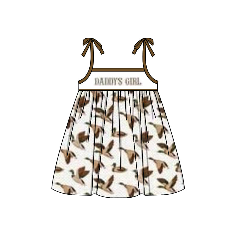 preorder GSD0947 daddy's girl brown mallard duck girls lace-up dress