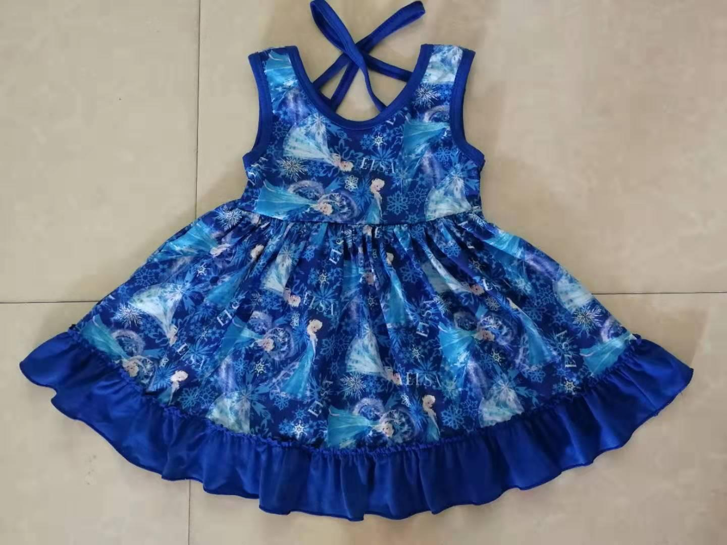 preorder GSD0958 ice princess blue sleeveless girls dress