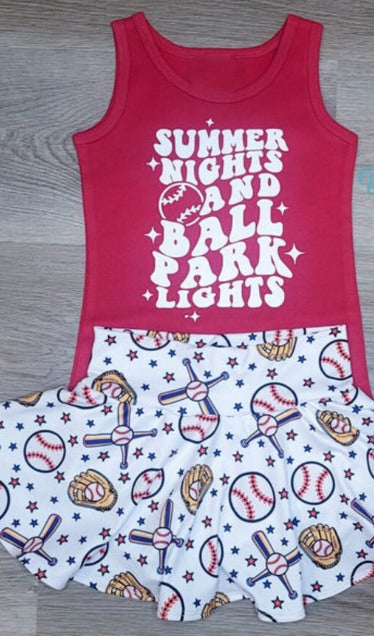 preorder GSD0975 Summer baseball red sleeveless skirt girls set
