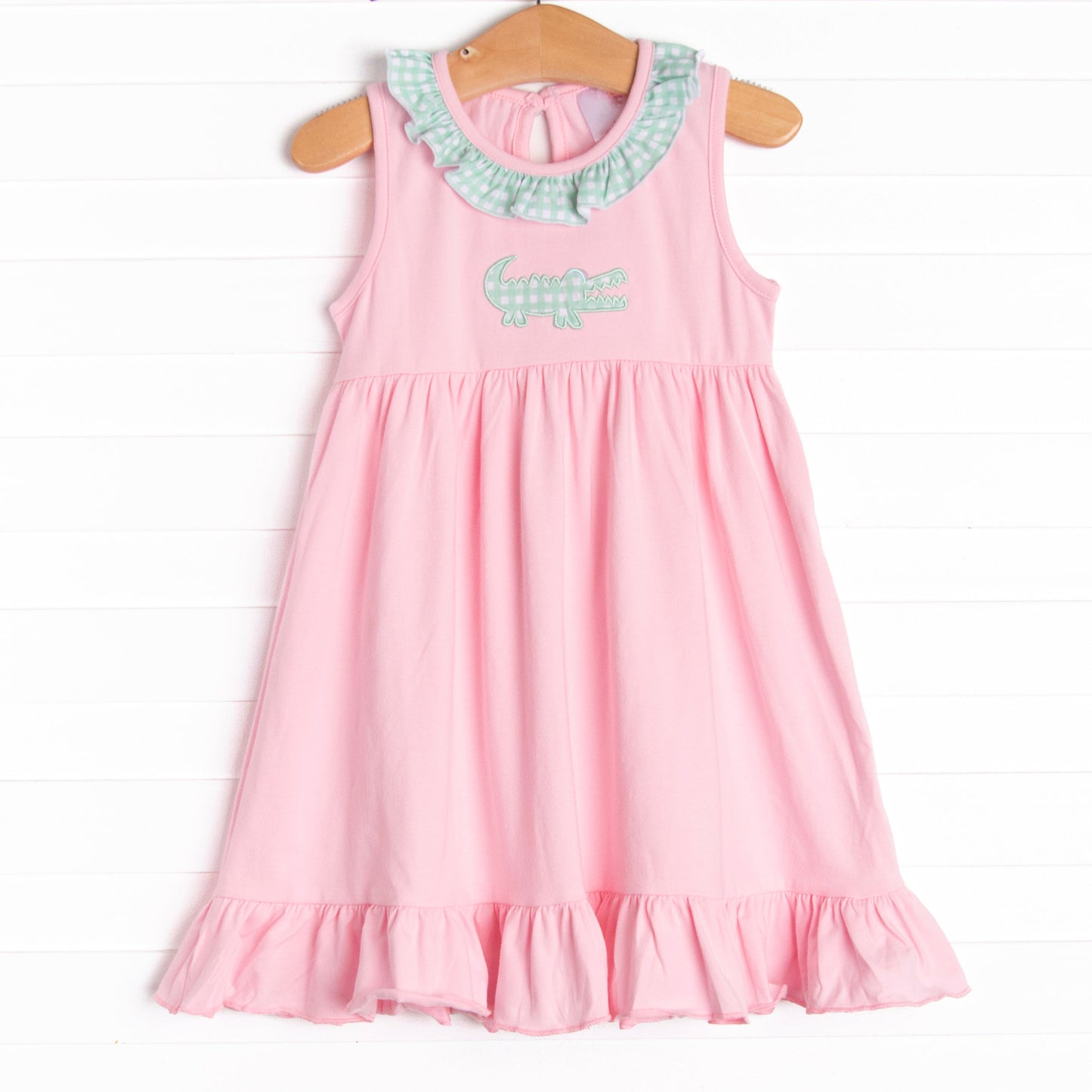 preorder GSD1214 cute crocodile pink sleeveless girls dress