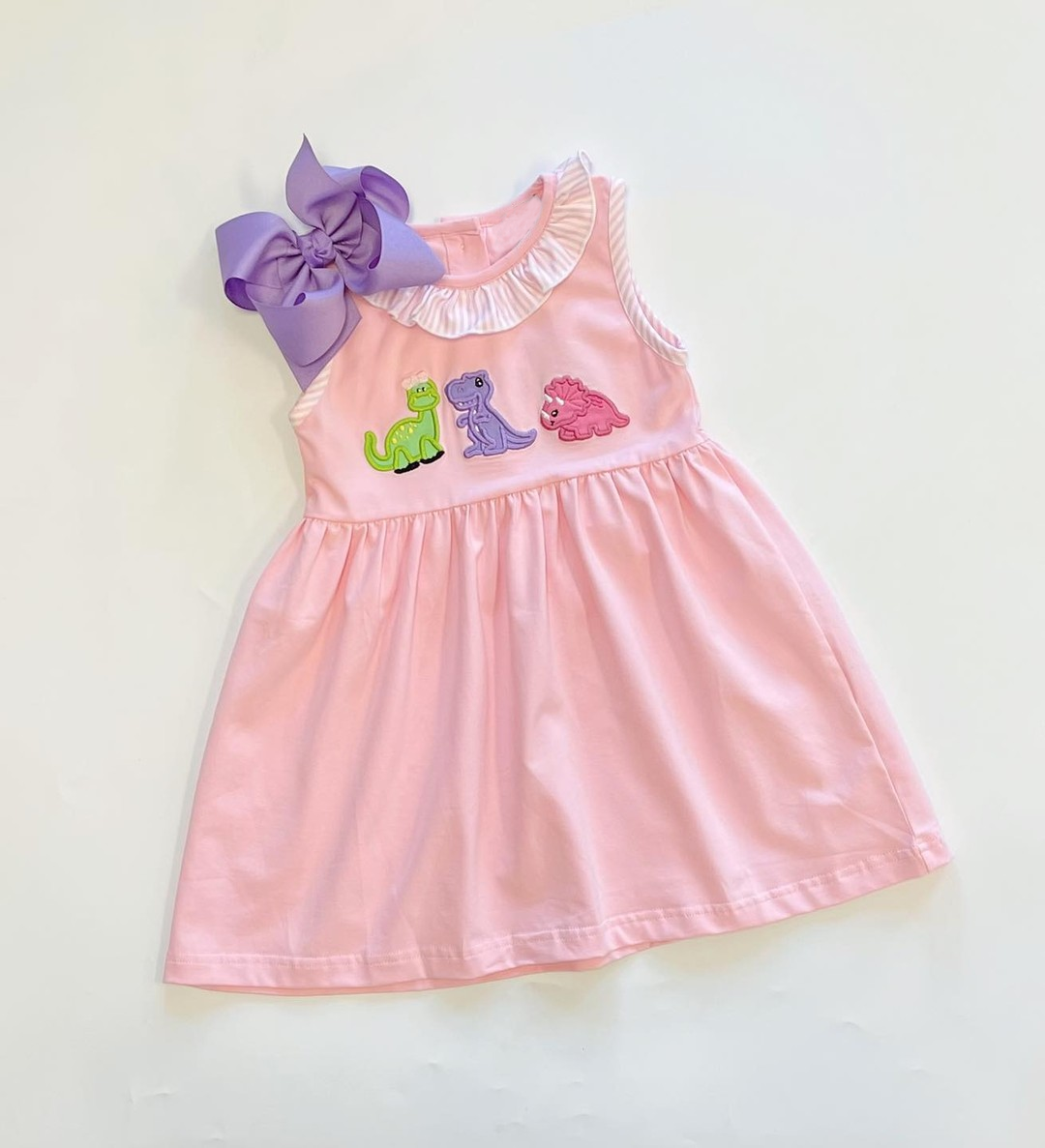 preorder GSD1215 cute dinosaur pink sleeveless girls dress