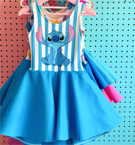 preorder GSD1220 cartoon animals blue sleeveless girls dress