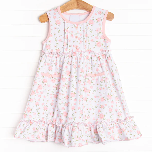 preorder GSD1285 pink flowers cute sleeveless girls dress