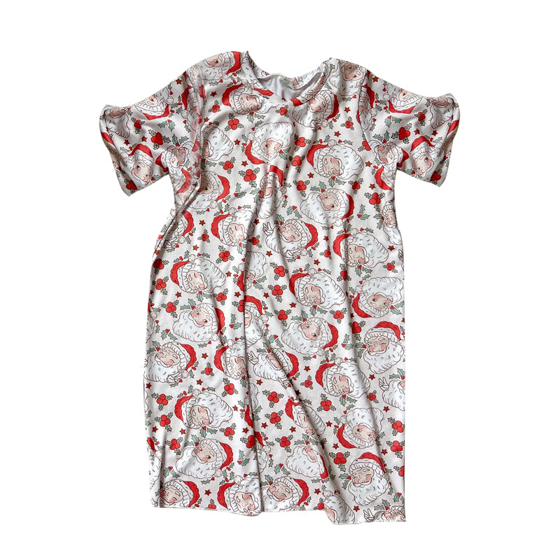 Preorder GSD1441 Christmas Santa holly berry short sleeve girls dress