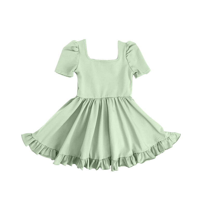 preorder GSD1676 Green Short Sleeve Girls Dress