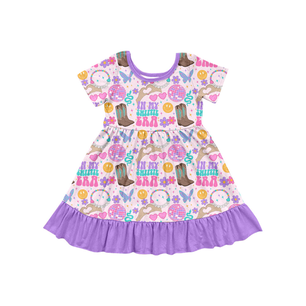 preorder GSD1682 Taylor In My Swiftie Era Purple Short Sleeve Girls Dress