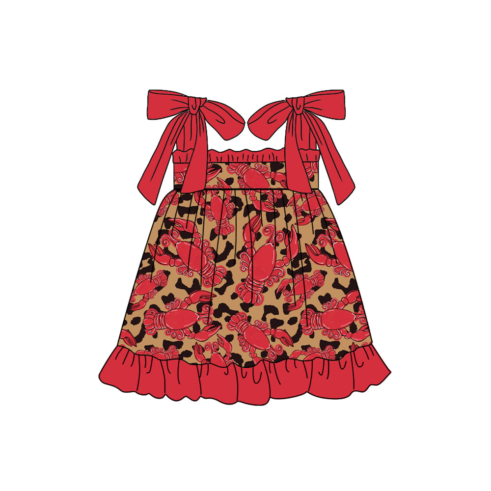 preorder GSD1707 Cute Crayfish Leopard Lace-up Girls Dress