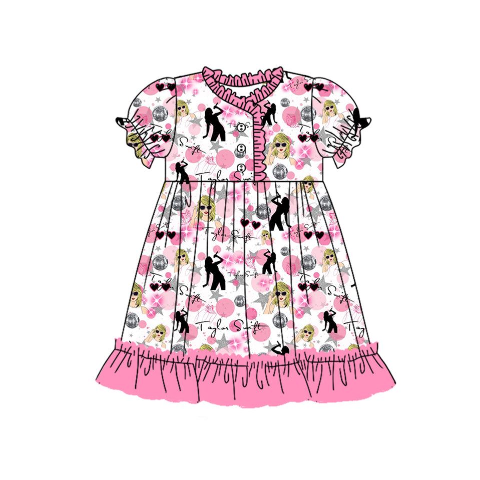 preorder GSD1710 Taylor Country Singer Pink Short Sleeve Girls Dress