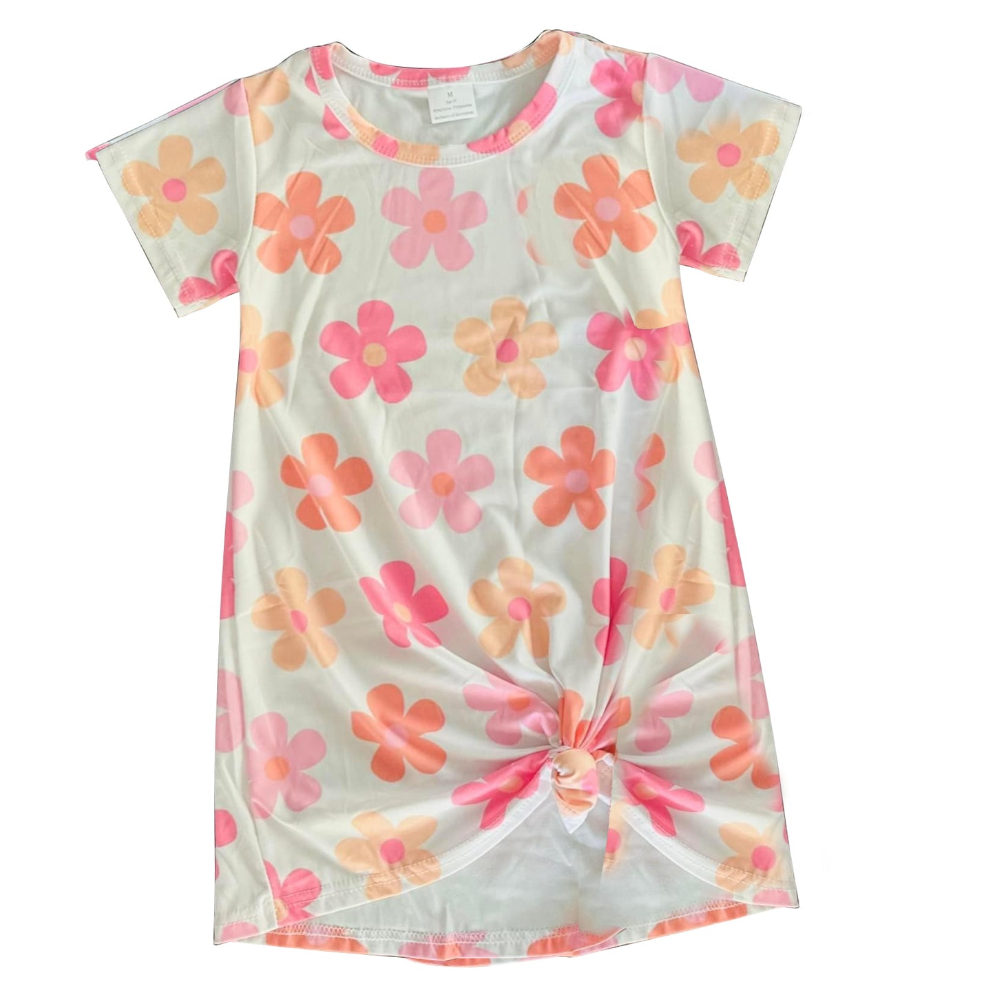preorder GSD1766 baby girl pink flowers shrot sleeve cute flowers dress