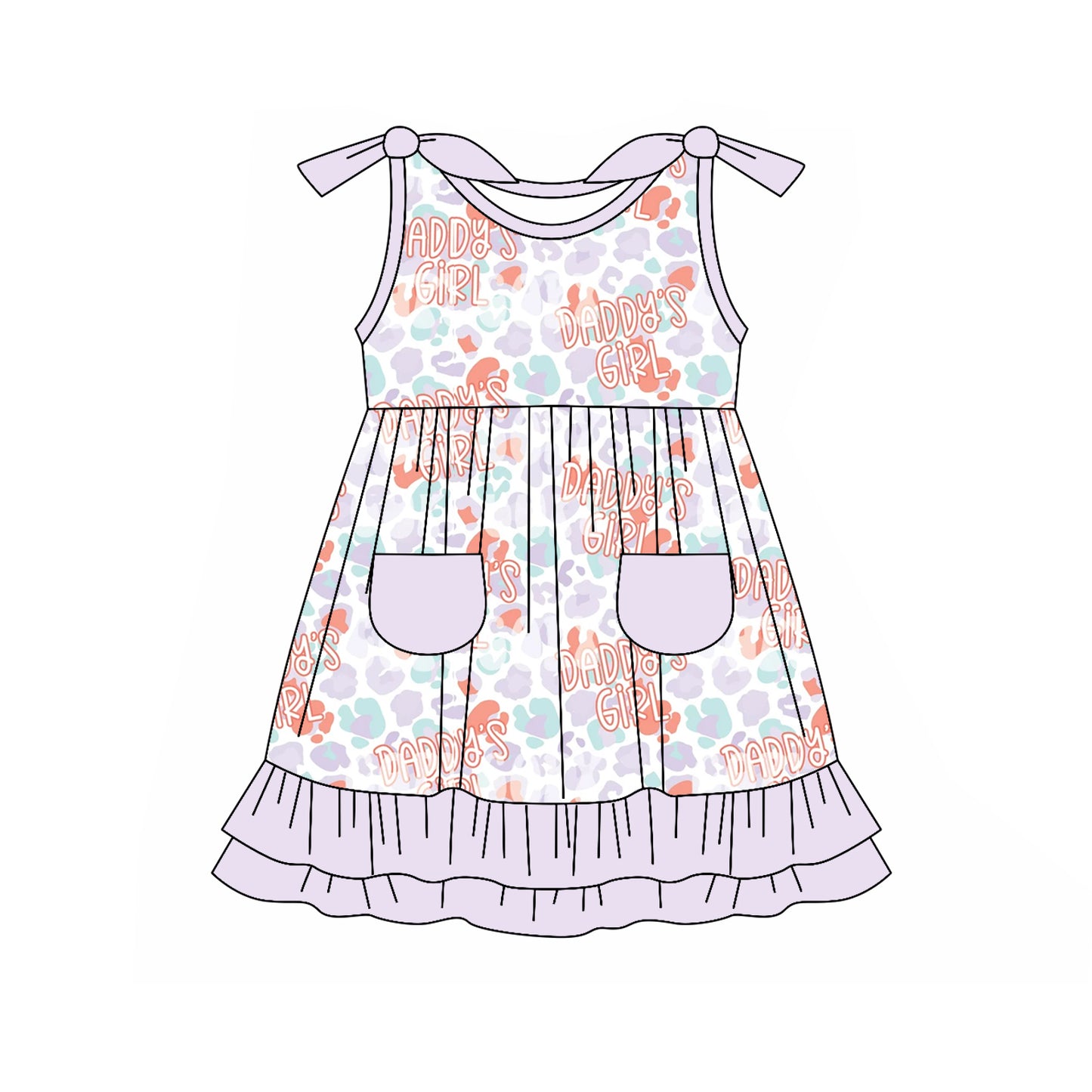 preorder GSD1899 daddy's girl purple leopard pockets girls dress