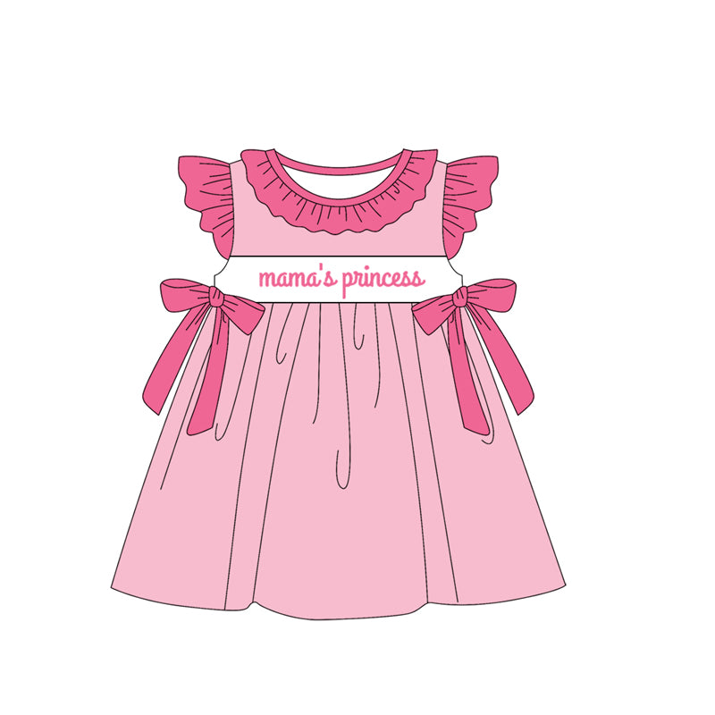 preorder GSD1929 mama's princess pink bows flutter sleeve girls dress