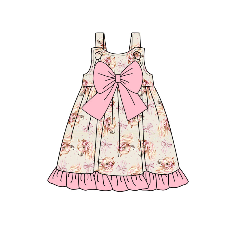 preorder GSD1956 pink horse bows with big bow girls dress
