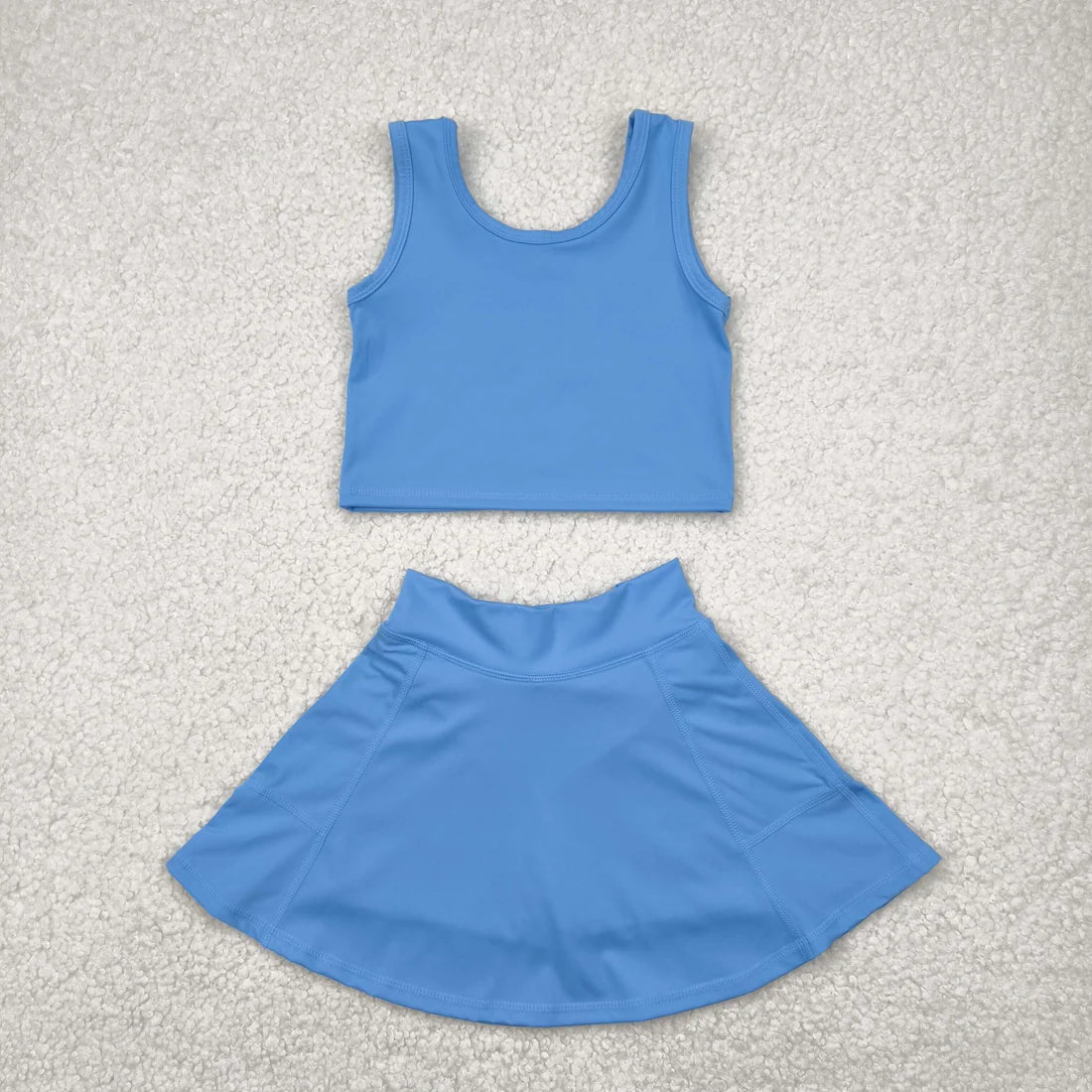 yoga soild color skirt with shorts girls set RTS Sibling Clothes