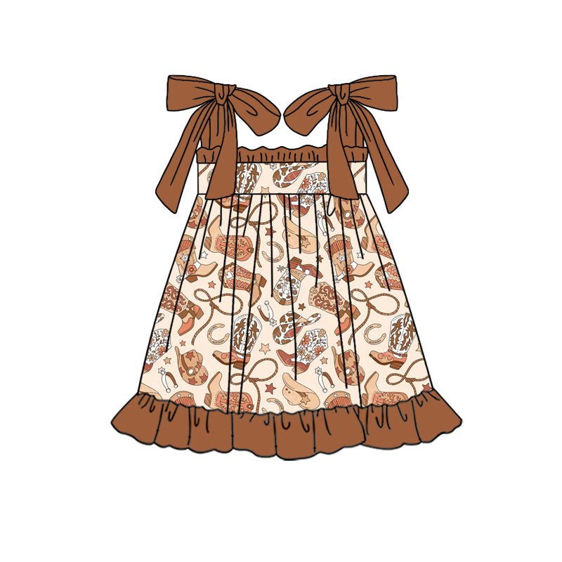 preorder GSD2002 Western boot hat brown lace-up girls dress