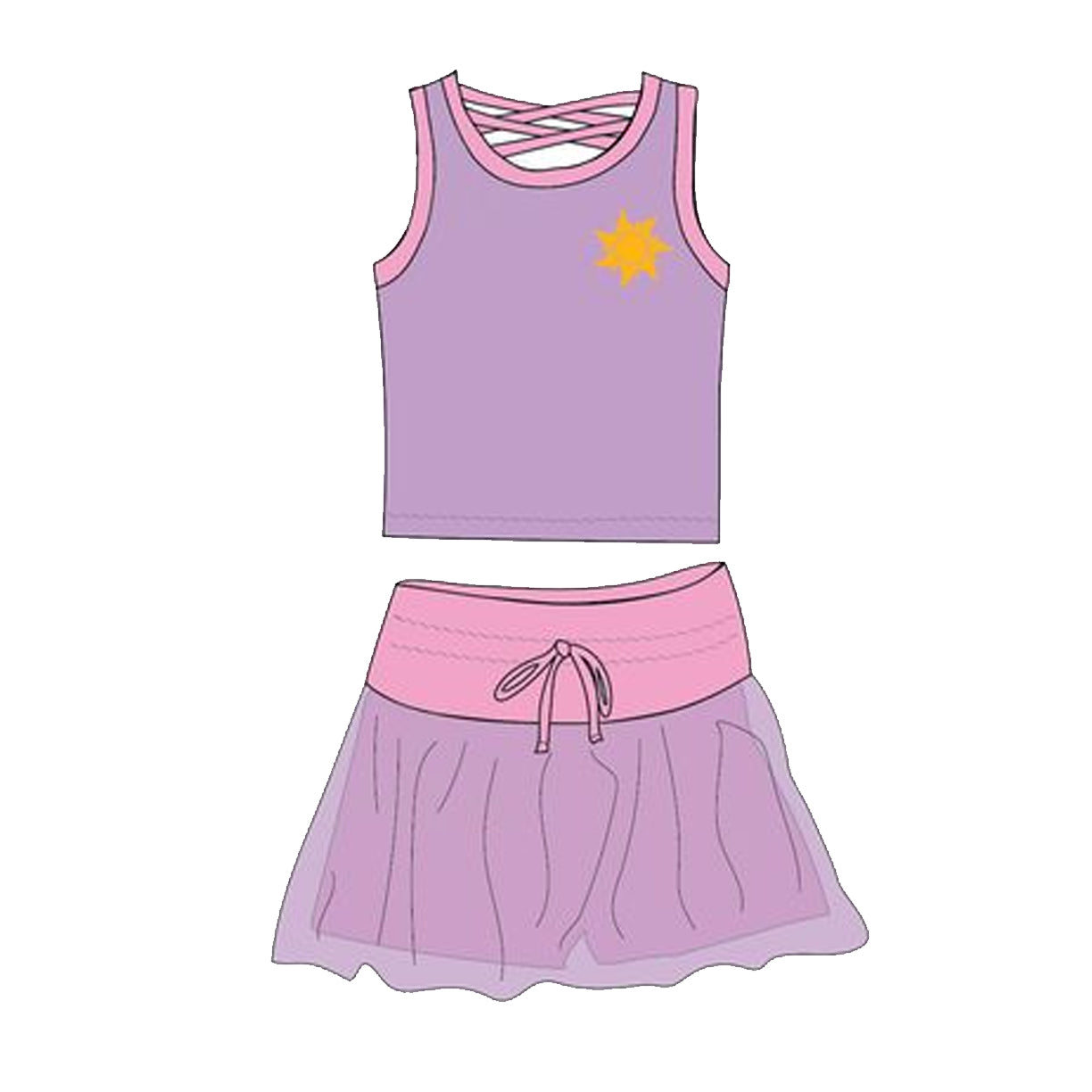 preorder GSD2068 cartoon princess pink sleeveless skirt girls set