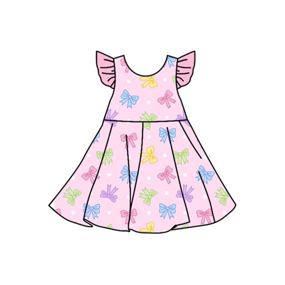 preorder GSD2271 colorful bows coquette bows pink flutter sleeve girls dress