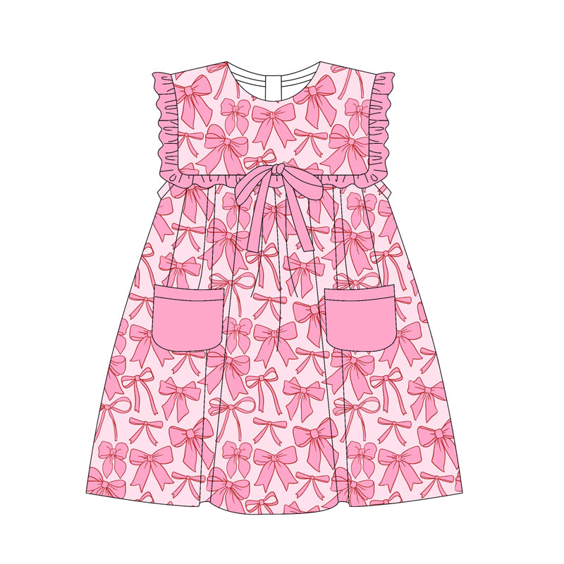 preorder GSD2321 pink bows coquette bows pockets sleeveless girls dress