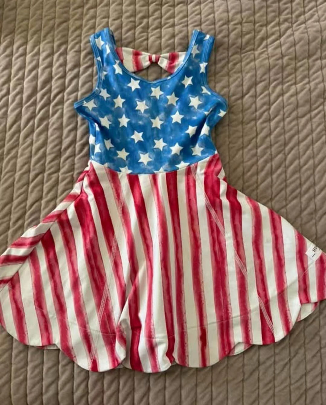 preorder GSD2323 July 4th star red striped girls dress