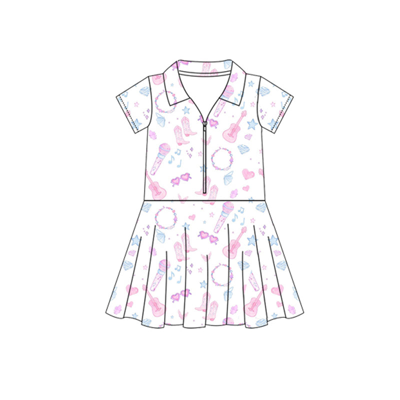 preorder GSD2409 taylor boot country singer short sleeve skirt with shorts girls set