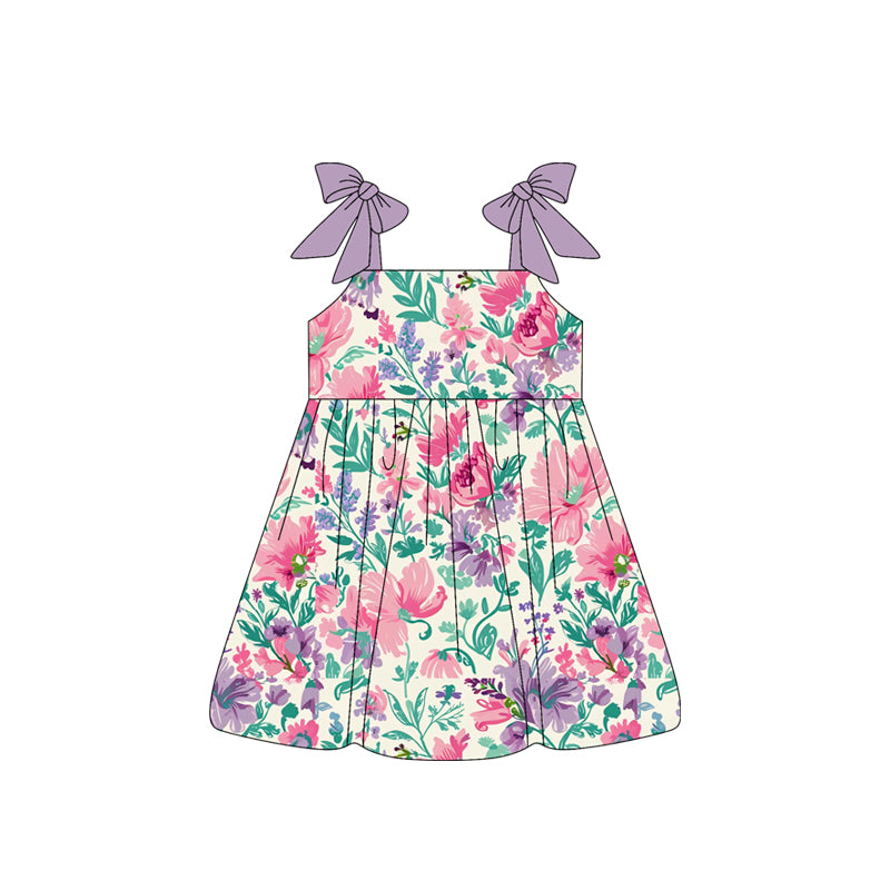 preorder GSD2464 pink flowers purple flowers girls dress