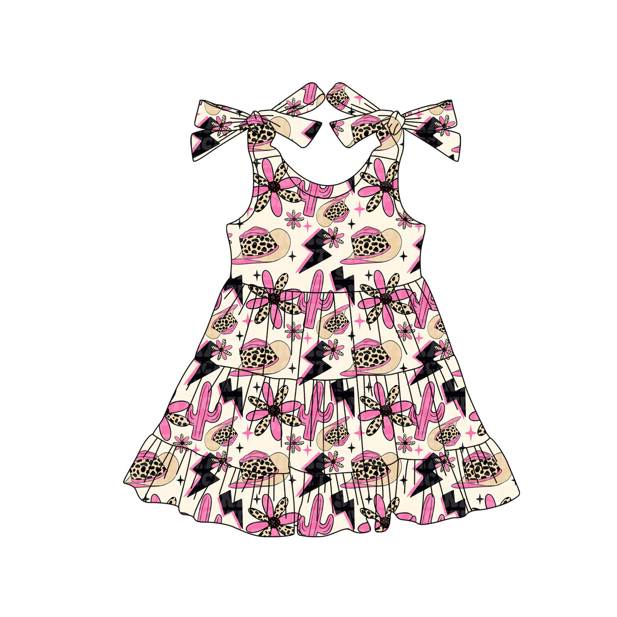 preorder GSD2468 Western leoaprd hat flowers girls dress